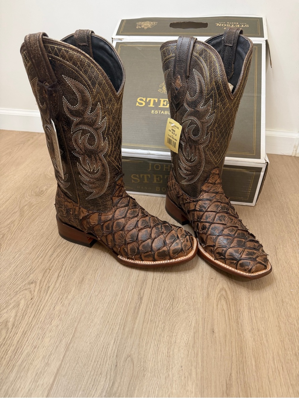 Stetson Men's Brown Exotic Scale Western Boots